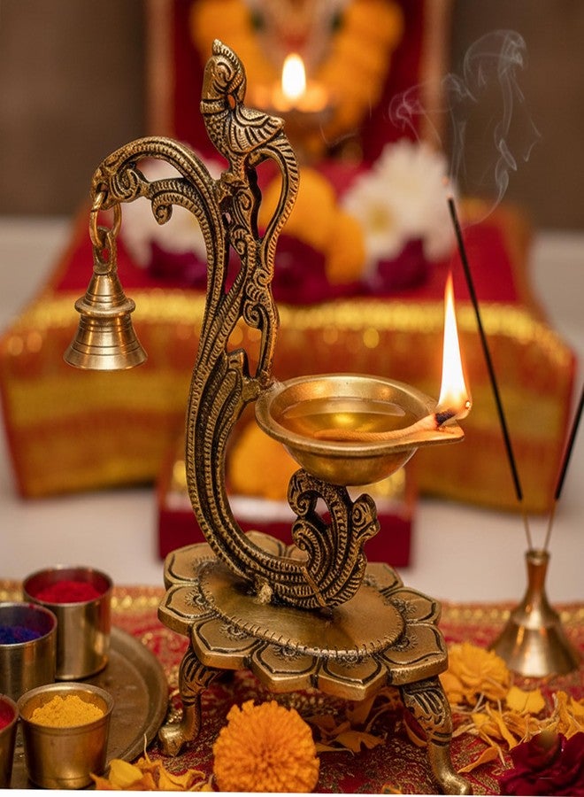 eSplanade - Brass Diya (Peacock with Bell) - Image 1